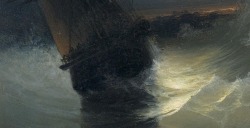 detailedart:Details : Sailing ship by moonlight, early 1840s,