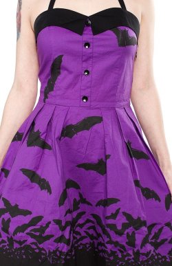 gothfashion:  SourPuss Spooksville Vampire Bats Dress (Purple