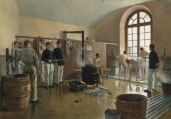 Eugene Chaperon (French, 1857-1957) The showers at the regiment.