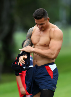 roscoe66:  Sonny Bill Williams of the Sydney Roosters at training