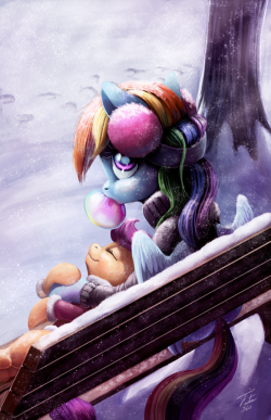 just-ask-dash:  tsitra360:  WarmthWintery painting of Dash and Scootaloo. Enjoy.Timelapse video  Don’t even try to say that you don’t remember this! ask-teenage-scootaloo