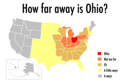 mapsontheweb:  How far away is Ohio?  I miss my home state. ;~;
