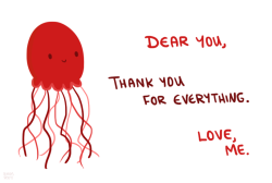 positivedoodles:  [drawing of a red jellyfish next to a caption