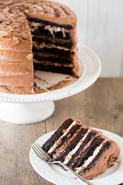 sweetoothgirl:  Six-Layer Chocolate Cake with Toasted Marshmallow