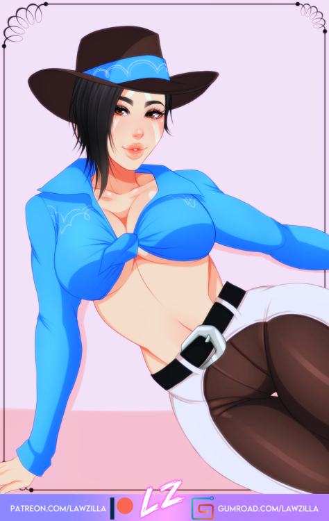 commission of Ana Bray from Destiny 2 in cowgirl attire!🤠💙high-res