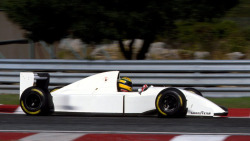 jacqalan:  Ayrton Senna testing a McLaren-Lamborghini. McLaren