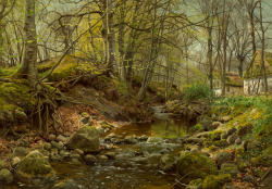 catonhottinroof: Peder Mork Monsted (1859-1941) A forest stream,