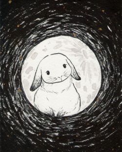 little-dolls-room:  Inktober 2015 Day 9 : Rabbit  In The Moon.