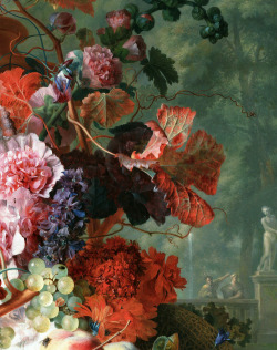 jaded-mandarin:  Jan van Huysum. Detail from Fruit and Flowers,