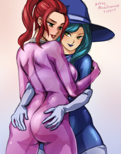 Daily Sketch -   Latex Witches Brooke and Rio (TheLiru’s