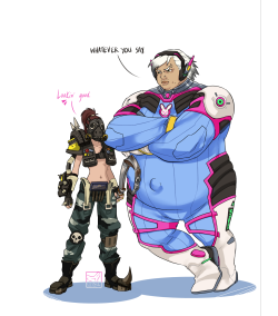sinksanksockie:  Overwatch Outfit-Swap: D.Va and Roadhog [Submission