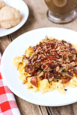 foodiebliss:  BBQ Pulled Pork Egg ScrambleSource: My Sequined