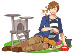 youmus:  someone asked for makoto covered in cats a while ago