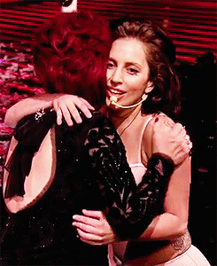 artchet:  Lady Gaga and Sharon Osbourne hugging. 
