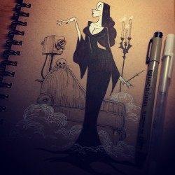tophatandgoggles:  #vampira ink sketch on toned paper. #ink #bmovie