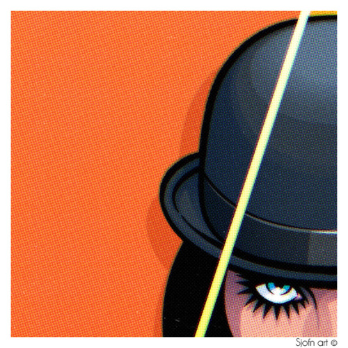 sjofnart:  This illustration was used as a flyer for my exhibition at Orage club in Montréal. As you can see, it is a reference to the Stanley Kubrick movie : a clockwork orange. This was my thirst exhibition ever and it was both stressful and a pure