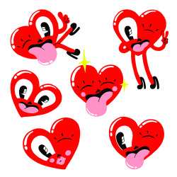 hattiestewart:  A few different cheeky versions of my heart character