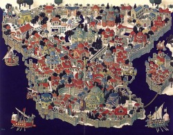 mapsontheweb: Map of Constantinople  in the style of medieval
