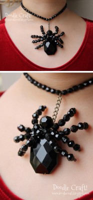 halloweencrafts:  DIY Beaded Spider Necklace Tutorial from Doodlecraft.