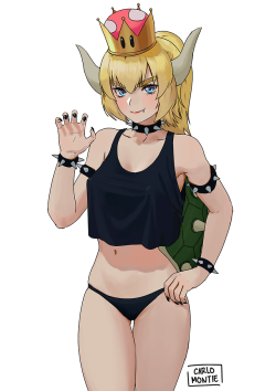 carlomontie:  Quick sketch of Bowsette. Yes, I’m jumping in