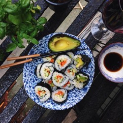 albeeats:  Carrot, cucumber, and avocado sushi