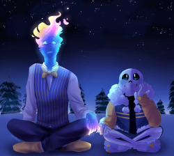 le-poofe:  Stargazers 💛💙✨ Outertale belongs to @2mi127