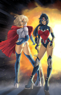 browsethestacks:  Power Girl And Wonder Woman by armandoleon