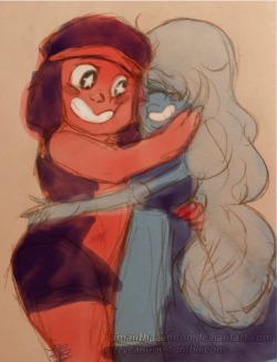 kizzycannon:A quick and messy little sketch of ruby and sapphire