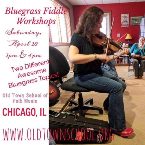 <p>Look! Here’s me teaching a group of awesome people a thing about the fiddle (you can only see one but trust me, there were like 8 of them) and this is just like what it will be like when you come take my #bluegrass #fiddle #workshops in #Chicago in a couple of weeks. Actually, you’ll be playing and I’ll be staring at you but other than that, it’ll be exactly the same as this picture. Are you scared of improvising and bluegrass in general? I can help you. @oldtownschool  (at Old Town School of Folk Music)</p>