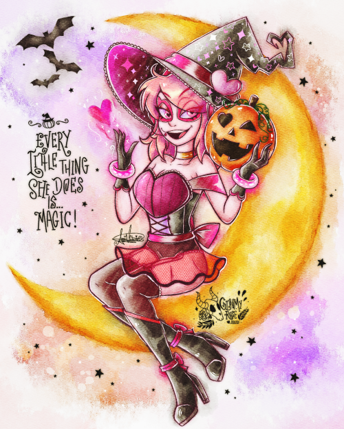 gloomy–rose:She bewitched me! 🎃✨💗A Digital Watercolor