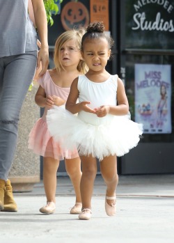 kimkardashianarmy:  North West and Penelope Disick leaving a