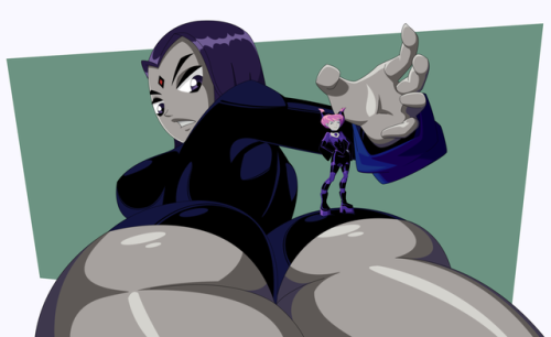 grimphantom2: ravenravenraven:  Hey everybody! I thought I would do my best to tackle a bunch of the size and POV requests I’ve gotten where we see Raven quite literally putting the “Titan“ in Teen Titan. I especially had fun with the POV ones.