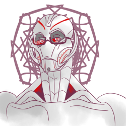 biologyexams:  a doodle of Ultron w glasses which he 1000% does