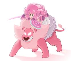 lingkon:  Rose Quartz + Lion (steven universe) 