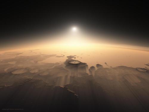 opticallyaroused:Morning On Mars  Martian sunrises, as seen by the HiRISE orbiter