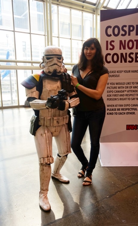 with LGBT stormtrooper sergeant. ( ^_^ ) Awww, I’m so gonna cosplay a Captain Phasma next year since am as tall as Gwendoline Christie.