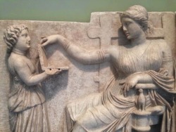 Hold this, slave, while I check my tumblr (Greek marble relief,