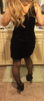 Wife posing in black dress. What do you think?