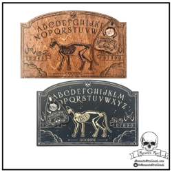 mementomorigoods:Gorgeous Wood and Glow-in-the-dark spirit boards