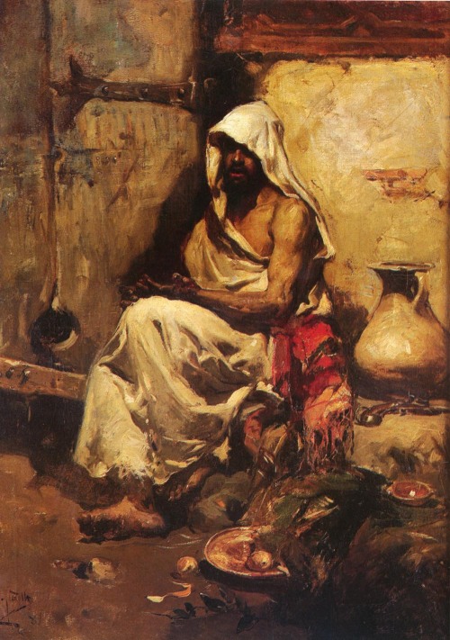 joaquin-sorolla:An Arab Examining a Pistol, 1881, Joaquín SorollaMedium: