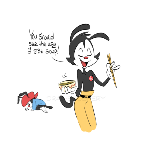 I colored the drawing in AND added a nice little button to Yakko….