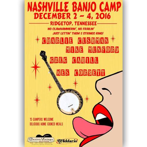 <p>You all got so excited about this latest poster (thanks Armistead!) that we decided to make it available for sale on the banjo camp website. Go to <a href="http://www.nashvillebanjocamp.com">www.nashvillebanjocamp.com</a> and click on the store page to get your very own poster. It really dresses up a kitchen or practice room. #banjo #banjoart #bluegrass #radposter  (at Fiddlestar)</p>