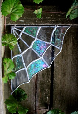 sosuperawesome: Stained Glass Spider Web and Crystal Cluster