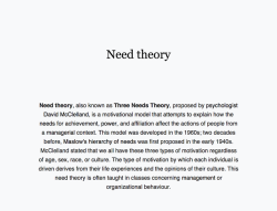 themotivationjournals:  Need Theory