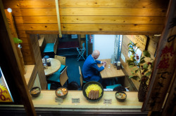 lkazphoto:  Man in blue suit alone a ramen shop, Ginza （銀座）