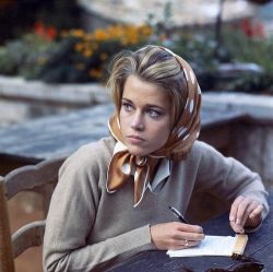 blejz:    Jane Fonda taking notes during a break in filming at