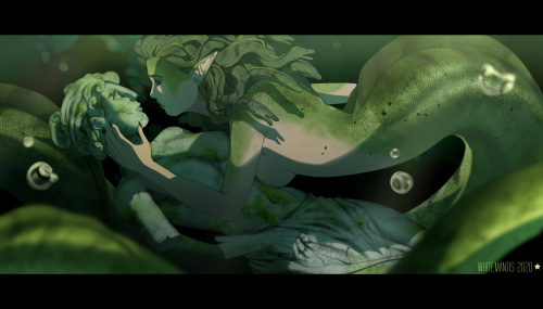 whitemantis:    Another Mermay picture! This time, an eel medusa,