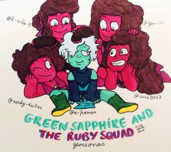 nina-rosa-draw:  Green Sapphire and the Ruby squad!! This is