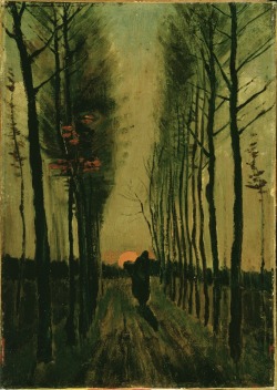 wineofwizardry:  Vincent van Gogh, Avenue of Poplars at Sunset