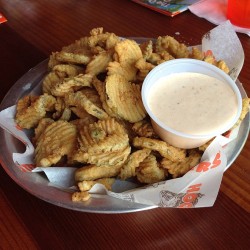 sassybambina:  everybody-loves-to-eat:  fried pickles at hooters